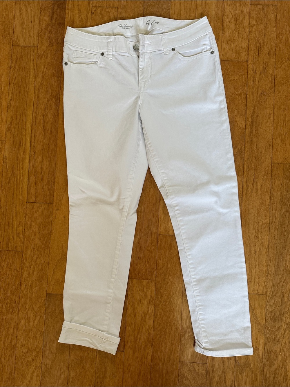 The Limited  Denim, tapered leg. White